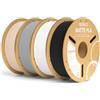 ELEGOO PLA Matte Filamento Nero & Bianco & Grigio & Beige 4 kg 1,75 mm | Precisione Dimensionale +/- 0,02 mm, Per la maggior parte delle stampanti 3D FDM