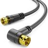 deleyCON 2m Cavo Antenna SAT TV Coassiale Angolato Connettore F HDTV 4K | Schermatura tripla, angolato su dritto, DVB-S, DVB-S2, Radio DAB, DVB-T2 - Nero