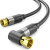 deleyCON 3,0m 4K Cavo Antenna SAT TV Angolato Cavo Coassiale Connettore F | Quadrupla schermatura, HDTV, DVB-S, DVB-S2, radio DAB, DVB-T2, connettori metallici - Nero