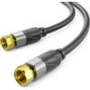 deleyCON 1,5m 4K Cavo Antenna SAT TV Cavo Coassiale Connettore F HDTV | Schermatura quadrupla, DVB-S, DVB-S2, radio DAB, DVB-T2, connettori in metallo placcato oro - Nero
