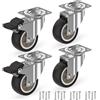 RAVN HAMAN Set di 4 Ruote pivottanti per mobili 50 mm, freno, 50 kg | ruote piroettanti fino a 50 kg per ruota | piccole rotelle in gomma | rotolamento silenzioso e delicato