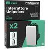 Eurocali Interruttore Unipolare di Corrente 16A 250V Compatibile con Vimar Plana a Incasso da Muro Frutti Elettrici Colore Bianco - Confezione da 2