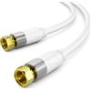 deleyCON 3,0m 4K Cavo Antenna SAT TV Cavo Coassiale Connettore F HDTV | Schermatura quadrupla, DVB-S, DVB-S2, radio DAB, DVB-T2, connettori metallici placcati in oro - Bianco