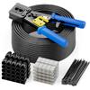 deleyCON 100m CAT6 Cavo Patch per Esterni Set di Installazione Incl. Pinza di Crimpatura Fascette per Cavi & 50 Connettore RJ45-250 MHz AWG 24 - Resistente ai Raggi UV Mantello LDPE - Nero