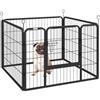 PawHut Recinto per Cani Pieghevole in Metallo con Porta 82x82x60cm Grigio | Interno, Esterno, con Catenaccio, Picchetti
