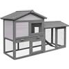 PawHut Conigliera Gabbia per Conigli da Esterno con Casetta 147x54x84cm | in Legno, Spazio Aperto Recintato, Tetto