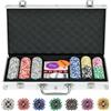 SPORTNOW Set di Fiches Poker 300 Fiches da Gioco 11.5g, 5 Dadi, Argento | Set Poker Professionale, 2 Mazzi di Carte, in Alluminio e Poliestere