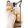Samhousing, Supporto per tablet e cellulari da pavimento, regolabile, universale, girevole a 360 gradi, in metallo, per iPad, iPhone X, iPad Pro o altri dispositivi con schermo 4,7-12,9 pollici (nero)
