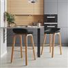 DEGHI Set 2 sgabelli seduta nero e gambe in metallo effetto legno - Alborg Nordic