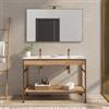 DEGHI Mobile bagno a terra 120 cm bronzo spazzolato e rovere con doppio lavabo integrato - Axis