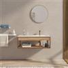 DEGHI Mobile bagno sospeso 100 cm bronzo spazzolato e rovere con lavabo integrato dx - Axis