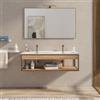 DEGHI Mobile bagno sospeso 120 cm bronzo spazzolato e rovere con doppio lavabo integrato - Axis