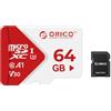 ORICO TF30 Scheda Micro SD 64GB con Adattatore, 100MB/s 4K UHD | A1 C10 V30 U3 UHS-I Scheda TF microSDXC per Smartphone, Dashcam e Telecamere Sorveglianza