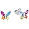 Amor Orecchini a bottone in argento Sterling 925, per bambine, con zirconi sintetici, a forma di farfalla, forniti in una confezione regalo per gioielli