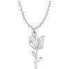 Sofia Milani - Collana da Donna in Argento 925 - con Pietra Zircone - Ciondolo a Fiore di Rosa