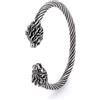kkjoy Bracciale vichingo da uomo, in acciaio inox, testa di animale, vite per adolescenti, amuleto nordico, pirata nordico, bracciale da braccio