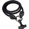 DFWY Collana in pelle vichinga Mjolnir da uomo, con nodo celtico e ciondolo a forma di martello di Thor, con testa di lupo, catenina in pelle e corda di cuoio, stile nordico in acciaio inossidabile,