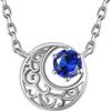 Suplight Collana Donna Argento 925 con Ciondolo Luna Celtico Collana Donna con Pietra di Nascita 12 Mesi, Collane Punto Luce Confezione Regalo