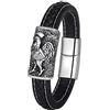 PAURO Uomo Donna PU Bracciale con Segni Zodiacali in Stile Cinese d'Epoca