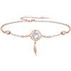 XIXLES Braccialetto acchiappasogni in argento Sterling con acchiappasogni turchese/pietra di luna per donne ragazze braccialetti acchiappasogni catena a maglia braccialetti con piume braccialetti regolabili