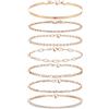 ADRAMATA 7 Pezzi Braccialetti a Catena per Donna Braccialetti Acciaio Inossidabile Figaro Braccialetti con Ciondoli a Maglia Regolabili CZ Oro Argento Bracciali per Donna Ragazze