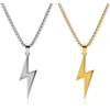 Weenkeey Collana con ciondolo a forma di fulmine, in acciaio inox, per uomo e donna, in oro argento