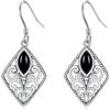 Althum Orecchini vintage in filigrana nera onice con gancio di pesce in argento sterling 925 stile occidentale nero onice orecchini per le donne penzolare