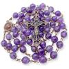 Nazareth Store Collana con rosario con perle di ametista con medaglia del suolo sacro e crocifisso - Rosari cattolici Collezione Terra Santa