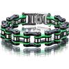 Kengsiren Bracciale da uomo in acciaio al titanio per moto e bicicletta Locomotiva catena da polso prepotente regalo/accessori, verde, M