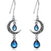 VONALA Orecchini a forma di luna da donna, in argento Sterling 925, con pendente a forma di luna celtica, smeraldo, ametista, rubino, zaffiro, rosa, peridoto, acquamarina, citrino, nero, topazio