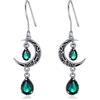 VONALA Orecchini a forma di luna da donna, in argento Sterling 925, con pendente a forma di luna celtica, smeraldo, ametista, rubino, zaffiro, rosa, peridoto, acquamarina, citrino, nero, topazio