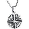 Healvian Collana Uomo Ciondolo Bussola Retro Punk in Acciaio Inossidabile | Argento, Effetto Decorativo Distintivo, Comoda da Indossare, per Festa e Uso Quotidiano, Aspetto Speciale