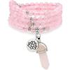 Self-Discovery Mala Collana con bracciale e 108 perle di preghiera Mala naturali con ciondolo di loto e ciondolo prisma esagonale di quarzo Reiki
