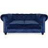 Menzzo Divano grande 2 posti Chesterfield Velluto Blu