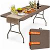 BAKAJI Tavolo Pieghevole Resina HDPE con Piano Effetto Rattan Marrone | Tavolino da Esterno e Interno, Richiudibile a Libro con Maniglia, Ideale per Feste, Giardino, Buffet