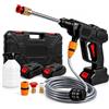 VTA Idropulitrice a Batteria 42V 8000mAh con 2 Batterie - Idropulitrice Portatile ad Alta Pressione Senza Fili con Tubo Aspirazione, Ugelli e Serbatoio Schiuma per Lavaggio Auto, Pavimenti e Esterni