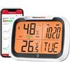 TempPro ThermoPro TP393 Termometro Ambiente Digitale Misuratore di umidità, Portata Bluetooth 80 m, Display Della Temperatura Dell'igrometro Dell'orologio Ricaricabile Retroilluminato