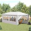 ZQQLVOO Gazebo per feste, 3 x 6 m, bianco, con copertura resistente ai raggi UV e all'acqua, gazebo da giardino con robusto telaio in acciaio inox e pareti laterali con finestra e porta, ideale per feste in