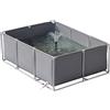 uofgcru Laghetto da Giardino Esterno,Piscina Rettangolare sopra Terra,Rivestimenti per Laghetti con Telaio in Acciaio Inossidabile,Stagni in Tela in PVC con Valvola di Scarico(Grey-1.5×1×0.5m)