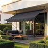 pro.tec Tenda da Sole a Muro con Pali di Supporto Telescopici Installazione Senza Fori Tettuccio Parasole a Manovella e Bracci Tela 300 x 120 cm (LxP) Nero