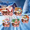 Pwsap 5 Pezzi Cartelli da Giardino Treno di Natale con Pali, Babbo Natale Renna Elfo Decorazioni per Prato all'aperto, Impermeabili Cartelli per Cortile, Decorazioni per Giardino Prato Via