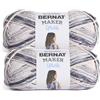 Bernat Maker Splash - Filato statico, 2 confezioni da 250 g, 75% cotone, 25% nylon, #5 Bulky, 279 m, per lavori a maglia, uncinetto e amigurumi, confezione da 2