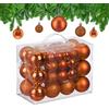 Relaxdays Palline di Natale, Set 50 Palle Albero, Addobbi Natalizi, Sfere in Plastica Opache, Lucide e Glitter, Arancio