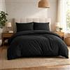 Komfortec Biancheria da letto premium super soft 3 pezzi copripiumino 240x220 cm + 2 federe 40x80 cm, 100% microfibra spazzolata, nero