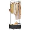 Dunatou Appendiabiti con cestino, porta abiti standard con asta, organizer su ruote per appendere i vestiti (piccolo, nero)