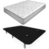 amuéblate online - Letto completo con materasso Carla reversibile + base imbottita extra rinforzata con 6 gambe cilindriche metalliche filettate, 135 x 190, nero