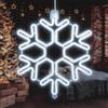 SALCAR Luce al neon a LED a forma di fiocco di neve, 60 cm, illuminazione | Decorazione a forma di fiocco di neve XXL, decorazione natalizia luminosa, LED bianco freddo, resistente alle intemperie