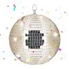 Relaxdays Disco Ball, Ø 20 cm, palla a specchio da appendere, palla da festa con gancio, disco party, champagne