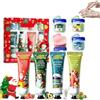 Sathychanpy Crema Mani Natale, Kit di Cura per Natale, 4 Mini Creme Mani Natale+4 Balsamo Labbra