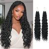 RUWISS Ocean Wave Crochet Hair - 2 Packs 45 cm Extension per Treccine Africane Ricci Pre-looped Deep Wave Cochet Braiding Extension Sintetico per Donne, Nero Naturale